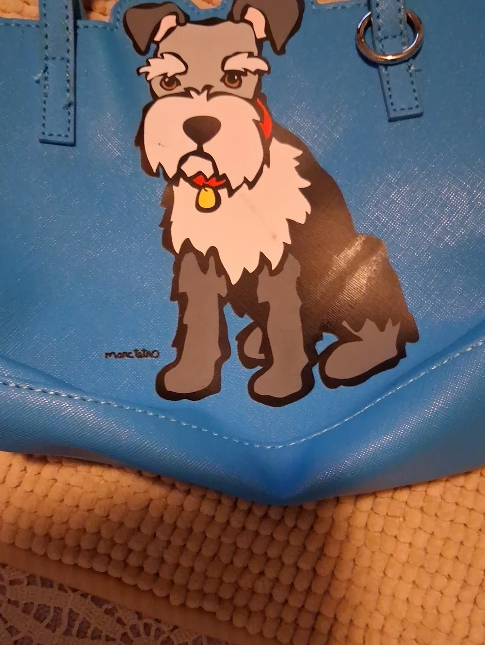 Bright Blue Kids Tote with Playful Dog Illustration
